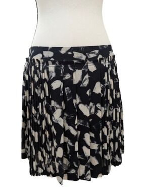 Banana Republic Pleated Mini Skirt 6 Abstract Print Career Office Quiet Luxury